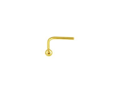Piercing Al Naso Sferico Da 2 Mm, Gambo Ad Angolo, Oro Giallo 18k - Immagine Standard - 1