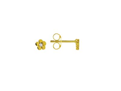 Orecchini A Fiore 4 MM Con Ossido Di Zirconio, Oro Giallo 18 Carati - Immagine Standard - 1