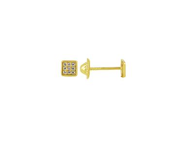 Orecchini Quadrati In Ossido Di Zirconio E Oro Giallo 18 Ct. 4,50 MM - Immagine Standard - 1