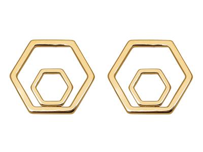 Orecchini Pentagoni 18 Mm, Oro Giallo 18 Carati - Immagine Standard - 1