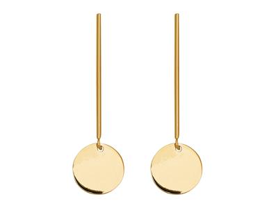 Orecchini Pastille Su Gambo Lungo 30 Mm, Oro Giallo 18 Ct. - Immagine Standard - 1