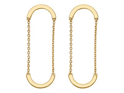 Orecchini Pendenti A Semicerchio Sucatena Da 33 Mm, Oro Giallo 18 Car Ati