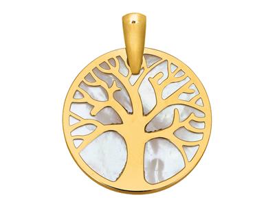 Ciondolo Albero Della Vita 18 Mm, Madreperla, Oro Giallo 18 Carati - Immagine Standard - 1