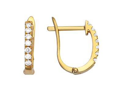 Orecchini A Cerchio Ovali, Diamantida 0,12 Ct, Oro Giallo 18 Carati