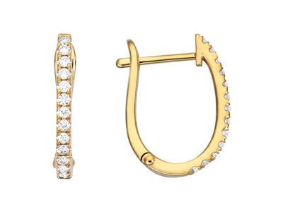 Orecchini A Cerchio Ovali, Diamantida 0,18 Ct, Oro Giallo 18 Carati