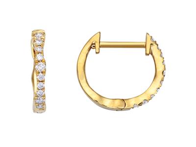 Orecchini A Cerchio Rotondi, Diamanti Da 0,10 Ct, Oro Giallo 18 Carati