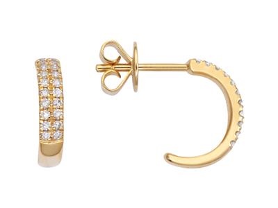 Orecchini A Mezzo Cerchio, Diamantida 0,15 Ct, Oro Giallo 18 Carati