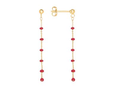 Orecchini, Sfere Rosse Su Catena 40 Mm, Oro Giallo 18 Carati - Immagine Standard - 1