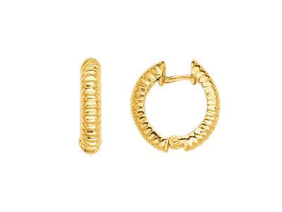 Orecchini A Cerchio Godron 3 Mm, Diametro Interno 9 Mm, Oro Giallo 18 Ct. - Immagine Standard - 1