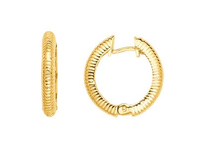 Orecchini A Cerchio Godron 3 Mm, Diametro Interno 13 Mm, Oro Giallo 18 Ct. - Immagine Standard - 1