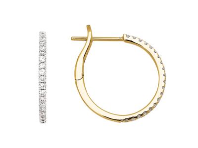 Orecchini A Cerchio Con Diamanti Da0,31 Ct, Diametro Interno 14 Mm, O Ro Giallo 18 Carati