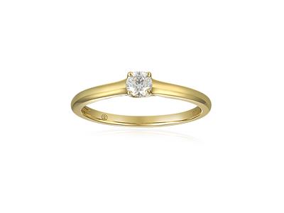 Anello Solitario, Diamante Da 0,10 Ct, Oro Giallo 18 Kt, Dito 54