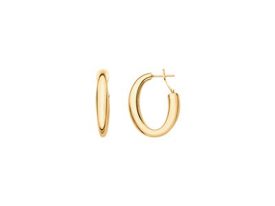 Orecchini A Cerchio Ovale Con Tubo Rotondo, Oro Giallo 18 Ct. - Immagine Standard - 1