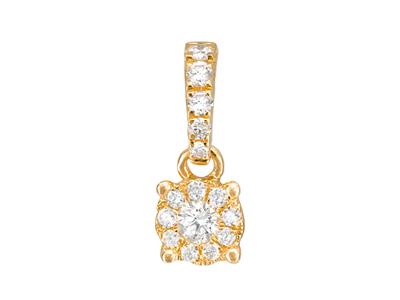 Pendente Con Montatura Illusion, Diamanti 0,12 Ct, Altezza 10 Mm, Oro Giallo 18 Carati