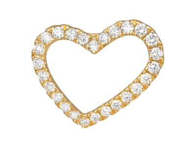 Ciondolo A Cuore Asimmetrico, Diamanti Da 0,13 Ct, Altezza 10 Mm, Oro Giallo 18 Carati