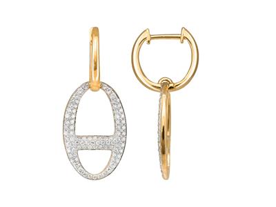 Orecchini Pendenti, Maglia Marina, Diamanti Da 0,59 Ct, Altezza 28 Mm,oro Giallo 18 Carati