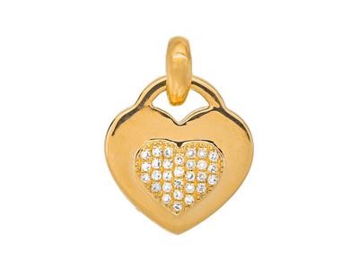 Ciondolo Con Motivo A Cuore, Diamante Centrale Da 0,05 Ct, Altezza 10 Mm, Oro Giallo 18 Carati
