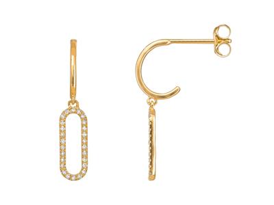 Orecchini Pendenti, Motivo, Rettangolare Da 20 Mm, Diamanti Di 0,15 Ct, Oro Giallo 18k