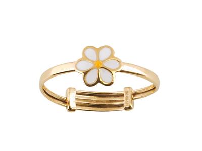 Bag Reglable Motif Paquerette Emailblanc Et Jaune Or Jaune 18k