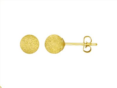 Orecchini Sfera Satinata 6 Mm, Oro Giallo 18k