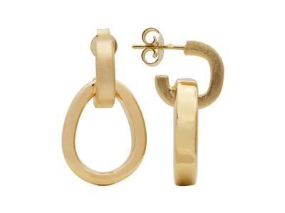 Orecchini Pendenti A Forma Di Pera, Lisci E Satinati, Altezza 25 Mm, Oro Giallo 18k
