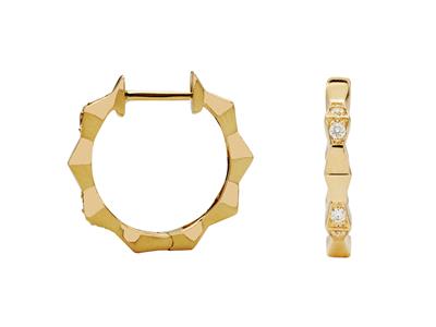 Orecchini A Cerchio Con Diamanti, Diametro Interno 12 Mm, Diamanti 0,07 Ct, Oro Giallo 18k