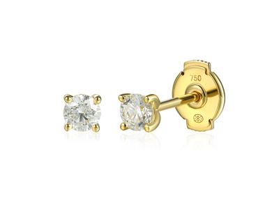 Solitario Orecchini, Diamanti 0,40 Ct, 18kt Oro Giallo