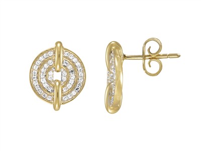 Orecchini Dischi 13 Mm, Diamanti 0,25 Ct, Oro Giallo 18 Kt
