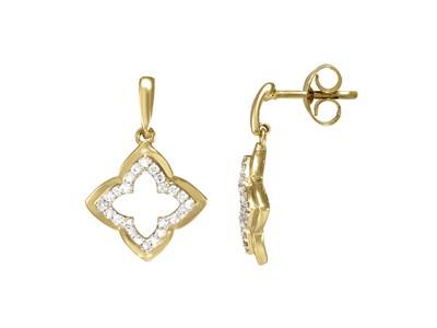 Orecchini Arabesco 12 Mm, Diamanti 0,15 Ct, Oro Giallo 18 Kt
