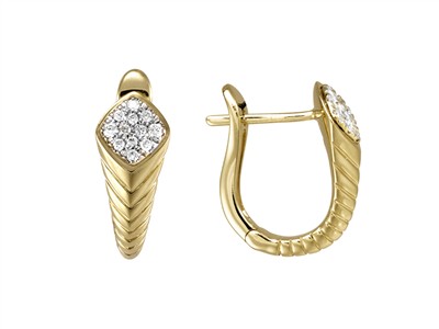 Orecchini Cobra 16 X 7 Mm, Diamanti0,14 Ct, Oro Giallo 18 Kt