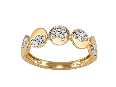 Anello 5 Pastiglie 6 Mm, Diamanti 0,30 Ct, Oro Giallo 18 Kt, Misura 52 - Immagine Standard - 1