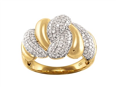 Anello Drappeggiato 14 Mm, Diamanti0,59 Ct, Oro Giallo 18 Kt, Misura 54 - Immagine Standard - 1