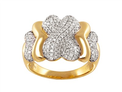 Anello Incrociato 15 Mm, Diamanti 0,68 Ct, Oro Giallo 18 Kt, Misura 56 - Immagine Standard - 1