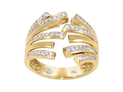 Anello Ventaglio 6 File 19 Mm, Diamanti 0,38 Ct, Oro Giallo 18 Kt, Misura 58 - Immagine Standard - 1