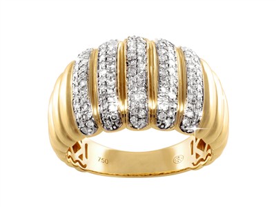 Anello Godronato 13 Mm, Diamanti 0,43 Ct, Oro Giallo 18 Kt, Misura 58 - Immagine Standard - 1