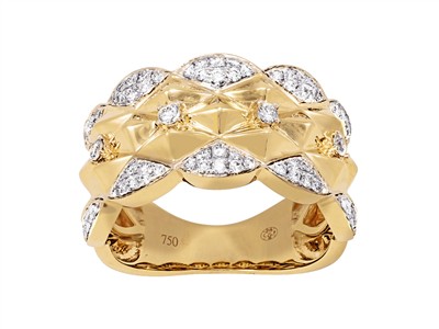 Anello Specchio 11 Mm, Diamanti 0,50 Ct, Oro Giallo 18 Kt, Misura 56 - Immagine Standard - 1