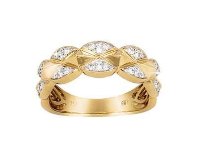 Anello Specchio 6 Mm, Diamanti 0,28ct, Oro Giallo 18 Kt, Misura 54 - Immagine Standard - 1