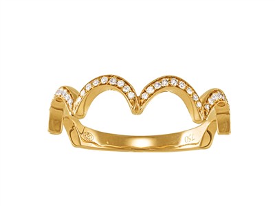 Anello Onde 1,50 Mm, Diamanti 0,12 Ct, Oro Giallo 18 Kt, Misura 54 - Immagine Standard - 1