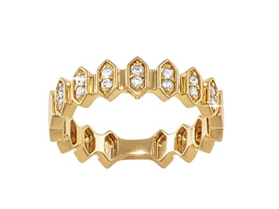 Anello Esagoni 5 Mm, Diamanti 0,14 Ct, Oro Giallo 18 Kt, Misura 56 - Immagine Standard - 1