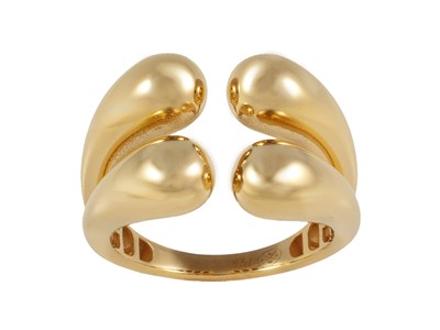Anello Aperto Doppia Goccia 14 Mm, Oro Giallo 18 Kt, Misura 56