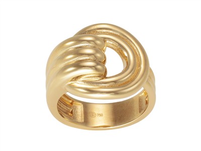 Anello Fiocco 17 Mm, Oro Giallo 18 Kt, Misura 58