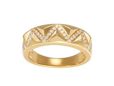 Anello Dunes 6 Mm, Diamanti 0,19 Ct, Oro Giallo 18 Kt, Misura 56 - Immagine Standard - 1