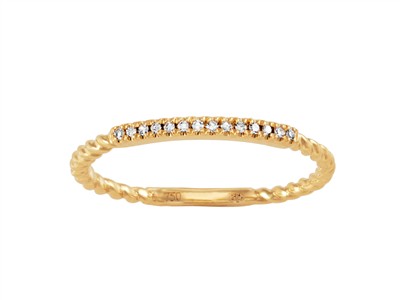 Anello Twist 1,60 Mm, Diamanti 0,04ct, Oro Giallo 18 Kt, Misura 52