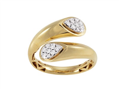 Anello Toi Et Moi 13 MM Bordi Smussati, Diamanti 0,21 Ct, Oro Giallo 18 Kt, Misura 54 - Immagine Standard - 1