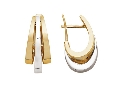 Orecchini Da 24 Mm, 3 Filamenti, Oro Bicolore 18k - Immagine Standard - 1