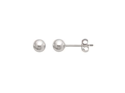 Orecchini, Sfera 4 Mm, Oro Bianco 18 Carati - Immagine Standard - 1