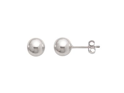 Orecchini, Sfera 6 Mm, Oro Bianco 18 Carati