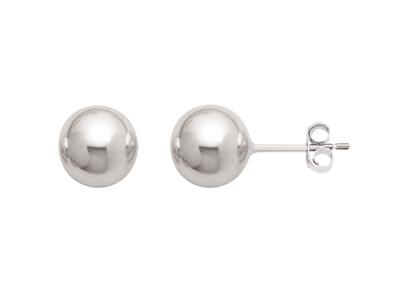 Orecchini, Sfera 8 Mm, Oro Bianco 18 Carati - Immagine Standard - 2