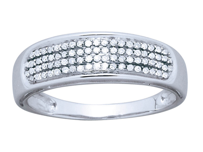 Fede Nuziale Con Montatura A 4 File, Diamanti Da 0,25 Ct, Oro Bianco 18 Kt, Misura Del Dito 52 - Immagine Standard - 1