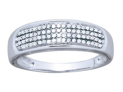 Fede Nuziale Con Set Di 4 File, Diamanti Da 0,25 Ct, Oro Bianco 18 Kt,misura Del Dito 58 - Immagine Standard - 1